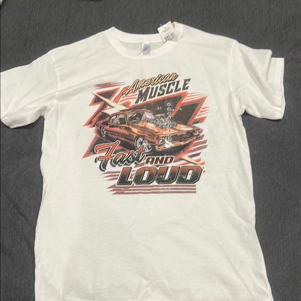 White Short Sleeve Tee with Dynamic Graphic Design